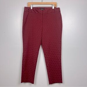 Talbots Signature burgundy red polka dot flat front trouser pants, size 12.